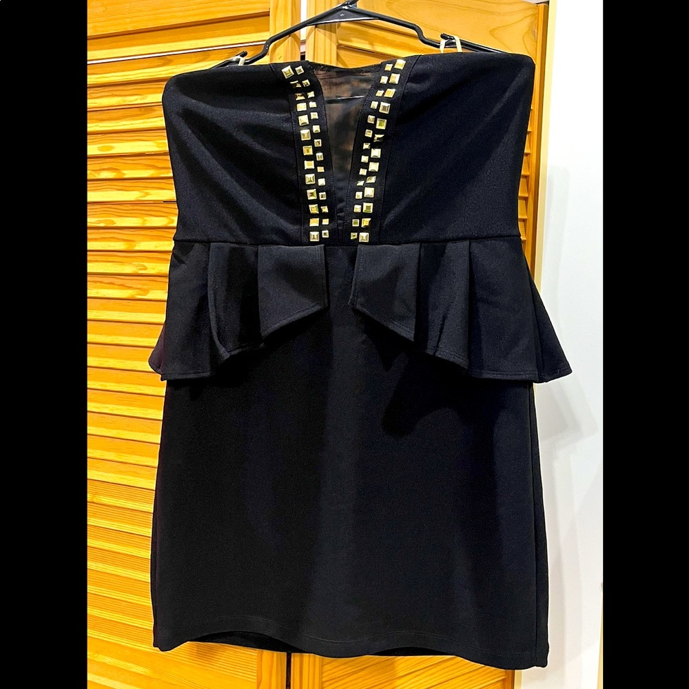 Charlotte Russe Strapless Peplum Black Mini Dress SZ XL